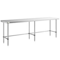 Regency 24 inch x 96 inch 16-Gauge 304 Stainless Steel Commercial Open Base Work Table