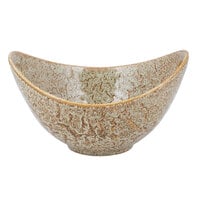 10 Strawberry Street WTR-11CUTOUTBWL-TE Tiger Eye 64 oz. Porcelain Curve Bowl with Cut-Out Handles - 8/Pack