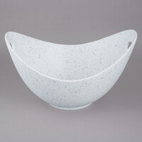 10 Strawberry Street WTR-13CUTOUTBWL-BS Blue Speckled 80 oz. Porcelain Curve Bowl with Cut-Out Handles - 4/Pack