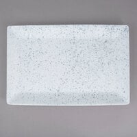 10 Strawberry Street WEL-13REC-BS Blue Speckled 12 7/8" x 8 3/8" Elite Rectangular Porcelain Platter - 12/Case