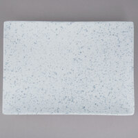 10 Strawberry Street WTR-13-11REC-BS Blue Speckled 12 7/8 inch x 9 1/8 inch Rectangular Porcelain Platter - 6/Pack