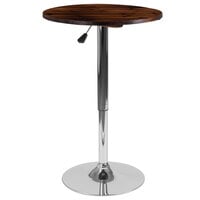 Flash Furniture CH-9-GG 23 1/2" Round Adjustable Height Rustic Walnut Wood Cocktail Table