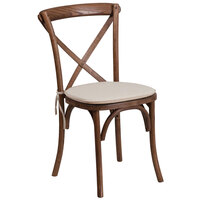 Flash Furniture XU-X-PEC-NTC-GG Hercules Pecan Wood Stackable Cross Back Chair with Cushion