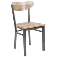 Lancaster Table & Seating Boomerang Clear Coat Finish Chair with Driftwood Seat and Back