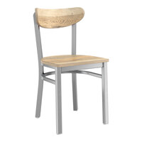 Lancaster Table & Seating Boomerang Series Clear Coat Finish Chair with Driftwood Seat and Back