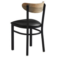 Lancaster Table & Seating Boomerang Black Finish Chair with 2 1/2 inch Black Vinyl Padded Seat and Driftwood Back
