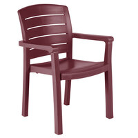 Grosfillex US119067 Acadia Bordeaux Classic Stacking Resin Armchair - Pack of 4