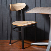 Lancaster Table & Seating Boomerang Black Chair with Driftwood Seat and Back