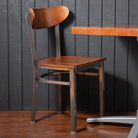 Lancaster Table & Seating Boomerang Clear Coat Finish Chair with Antique Walnut Wood Seat and Back