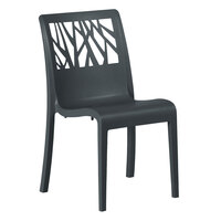 Grosfillex US116002 Vegetal Charcoal Gray Stacking Side Chair - Pack of 4