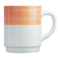 Arcoroc 54719 Opal Brush Orange 8 oz. Stackable Mug by Arc Cardinal - 36/Case