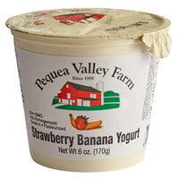 Pequea Valley Farm Amish-Made 100% Grass Fed Strawberry Banana Yogurt 6 oz. - 6/Case