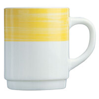 Arcoroc 54735 Opal Brush Yellow 8 oz. Stackable Mug by Arc Cardinal - 36/Case