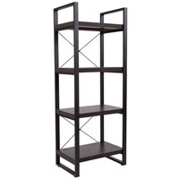 Flash Furniture NAN-JH-1734-GG 3 Shelf Wood with Black Frame Laminate Bookcase - 23 1/2 inch x 15 3/4 inch x 62 inch