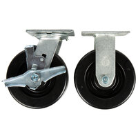 6 inch Swivel / Rigid Plate Casters for Vulcan VC55 and VC44 Double Deck Convection Ovens - 4/Set