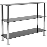Flash Furniture HG-112354-GG Riverside 2 Shelf Black Glass Shelving Unit - 39 1/4 inch x 12 1/2 inch x 31 1/2 inch