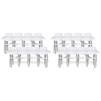 Lancaster Table & Seating (4) 30" x 72" Granite White Heavy-Duty Blow Molded Plastic Folding Tables with 32 White Folding Chairs