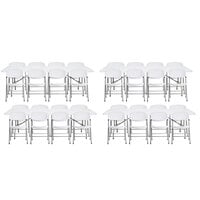 Lancaster Table & Seating (4) 30 inch x 96 inch Granite White Heavy-Duty Blow Molded Plastic Folding Tables with 32 White Folding Chairs