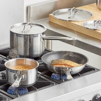 Vigor 6-Piece Induction Ready Stainless Steel Cookware Set with 2 Qt. , 4.5 Qt. Sauce Pans and 9.5 inch Non-Stick Frying Pan and Covers