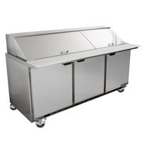 Beverage-Air SPE72HC-30M-23 72" 3 Door Mega Top ADA Height Refrigerated Sandwich Prep Table