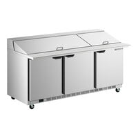 Beverage-Air SPE72HC-30M-23 72" 3 Door Mega Top ADA Height Refrigerated Sandwich Prep Table