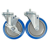 5 inch Enclosed Base Table Swivel Stem Casters - 6/Set