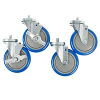 Advance Tabco Equivalent 5 inch Enclosed Base Table Swivel Stem Casters - 4/Set