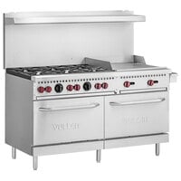 Vulcan SX60F-6B24GN SX Series Natural Gas 6 Burner 60 inch Range with 24 inch Manual Griddle with 2 Standard Ovens - 258,000 BTU