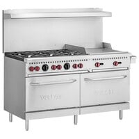 Vulcan SX60F-6B24GP SX Series Liquid Propane 6 Burner 60 inch Range with 24 inch Manual Griddle with 2 Standard Ovens - 258,000 BTU