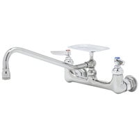 T&S B-0233-04 Wall Mounted Pantry Faucet with 8" Adjustable Centers, 18 1/16" Swing Nozzle, Eterna Cartridges, and Soap Dish