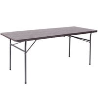 Flash Furniture DAD-LF-183Z-GG 30 inch x 72 inch Rectangular Brown Wood Grain Commercial Duty Plastic Bi-Fold Folding Table