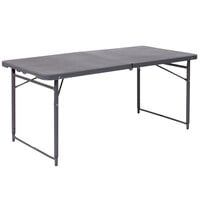 Flash Furniture DAD-LF-122Z-DG-GG 23 1/2 inch x 48 1/4 inch Rectangular Dark Gray Commercial Duty Plastic Bi-Fold Adjustable Height Folding Table
