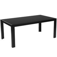 Flash Furniture HG-112364-GG Franklin 43 1/4 inch x 23 1/2 inch x 17 3/4 inch Sleek Black Glass Coffee Table with Black Metal Legs