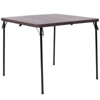 Flash Furniture DAD-LF-86-GG 34 inch Square Brown Wood Grain Commercial Duty Plastic Bi-Fold Folding Table
