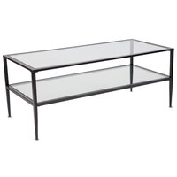 Flash Furniture HG-160333-GG Newport 43 1/4 inch x 19 1/2 inch x 17 1/2 inch Glass Coffee Table with Black Metal Frame