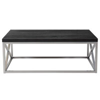 Flash Furniture NAN-CT1796-BK-GG Park Ridge 47 1/4 inch x 23 3/4 inch x 17 1/4 inch Black Coffee Table with Silver Metal Frame