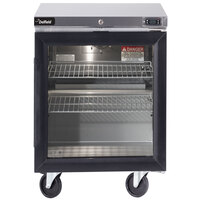 Delfield GUR24P-G 24 inch Front Breathing Glass Door ADA Height Undercounter Refrigerator with 3 inch Casters