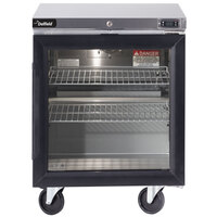 Delfield GUR27P-G 27 inch Front Breathing Glass Door ADA Height Undercounter Refrigerator with 3 inch Casters