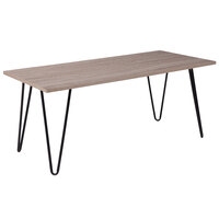 Flash Furniture NAN-JH-1701-GG Oak Park 42 1/4" x 19 3/4" x 18" Rectangular Driftwood Wood Grain Finish Coffee Table with Black Metal Legs