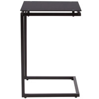 Flash Furniture HG-112337-GG Burbank 15 1/2 inch x 15 1/2 inch x 23 3/4 inch Black Glass End Table with Black Metal Frame
