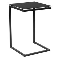 Flash Furniture HG-112337-GG Burbank 15 1/2 inch x 15 1/2 inch x 23 3/4 inch Black Glass End Table with Black Metal Frame