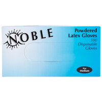 Noble Products Medium Powdered Disposable Latex Gloves for Foodservice - Box of 100