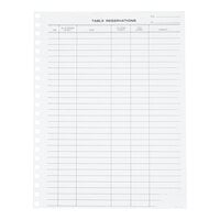 Menu Solutions R020 Reservation Book Replacement Sheets - 50/Pack