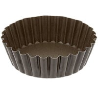 Gobel 4" x 1 1/8" Fluted Non-Stick Deep Tart / Quiche Pan with Removable Bottom