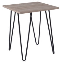 Flash Furniture NAN-JH-1703-GG Oak Park 19" x 19" x 22" Square Driftwood Wood Grain Finish End Table with Black Metal Legs