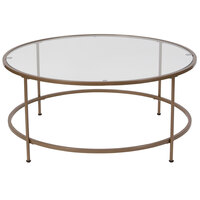 Flash Furniture NAN-JN-21750CT-GG Astoria 35 1/4 inch x 15 1/4 inch Round Clear Glass Coffee Table with Matte Gold Metal Legs