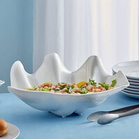 5 Qt. White Shell Shaped Plastic Bowl 19 inch x 12 7/8 inch