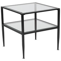 Flash Furniture HG-160913-GG Newport 19 3/4 inch x 19 3/4 inch x 19 3/4 inch Glass End Table with Black Metal Frame