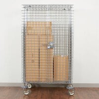 Metro SEC33EC Chrome Mobile Standard Duty Wire Security Cabinet 40 3/4 inch x 21 1/2 inch x 68 1/2 inch