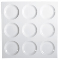 CAC CMP-SQ12 12 inch Bright White Porcelain Square 9 Compartment Tasting Tray - 12/Case